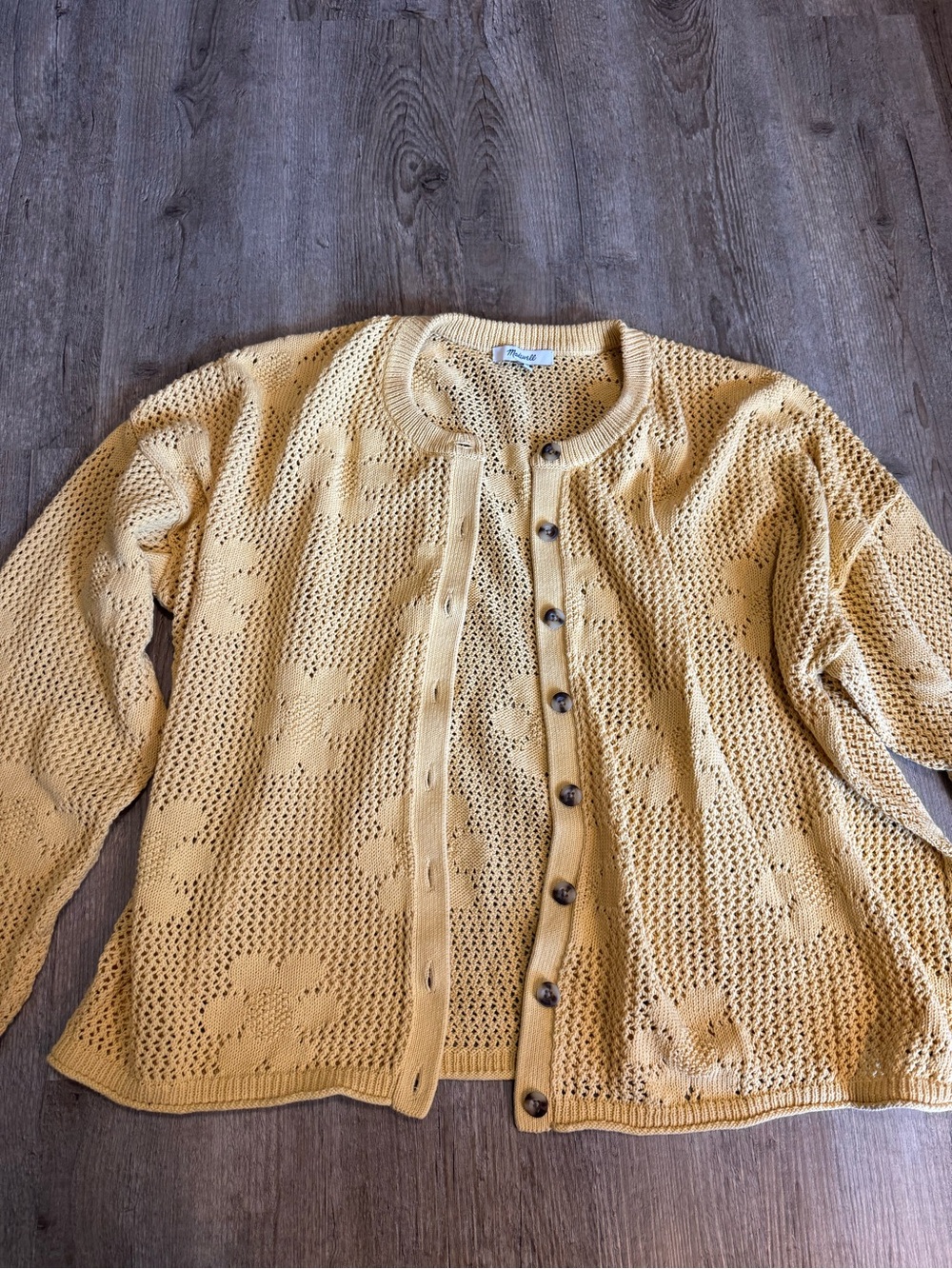Madewell Sunny Yellow Crochet Button-Front Cardigan - Picture 3 of 3